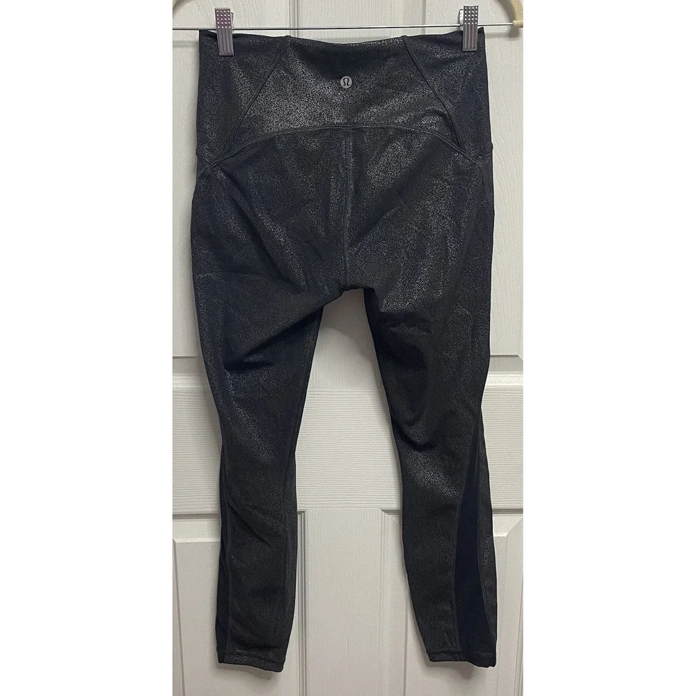Lululemon Wunder Under Women Sparkle Gray Tights Textured 9